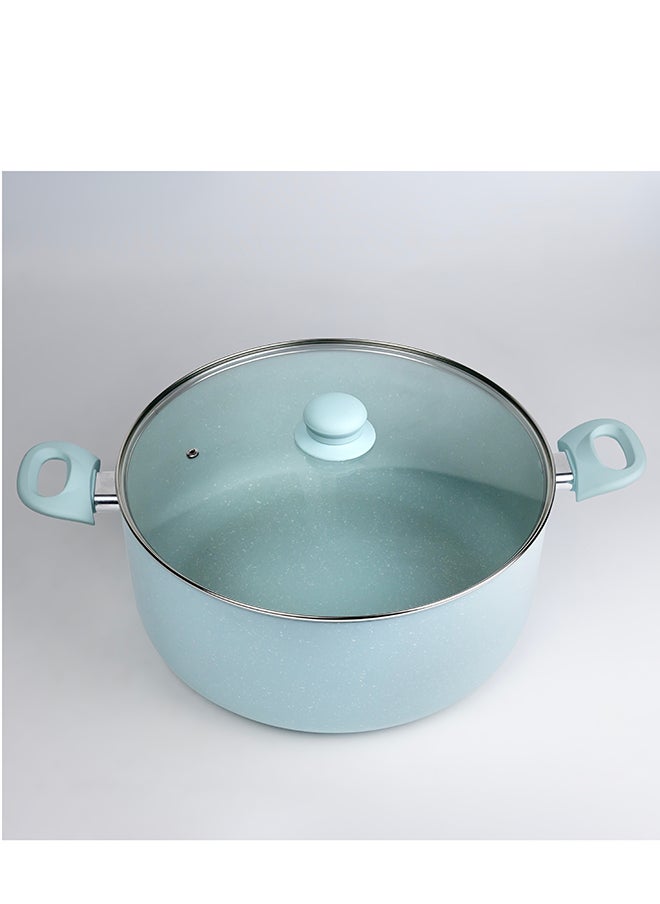 Wilson - WILSON Oak Large Casserole with Lid and Marble Coating, Soft Touch Handle, Stew Pot Suitable for Gas, Electric, Induction, and Ceramic Stove Dutch Oven - 32cm – Blue - Image 1