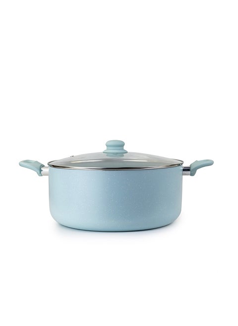 WILSON Oak Large Casserole with Lid and Marble Coating, Soft Touch Handle, Stew Pot Suitable for Gas, Electric, Induction, and Ceramic Stove Dutch Oven - 32cm – Blue