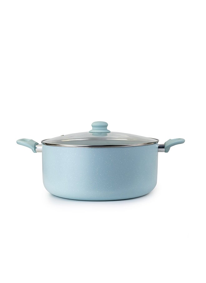 Wilson - WILSON Oak Large Casserole with Lid and Marble Coating, Soft Touch Handle, Stew Pot Suitable for Gas, Electric, Induction, and Ceramic Stove Dutch Oven - 32cm – Blue - Image 1
