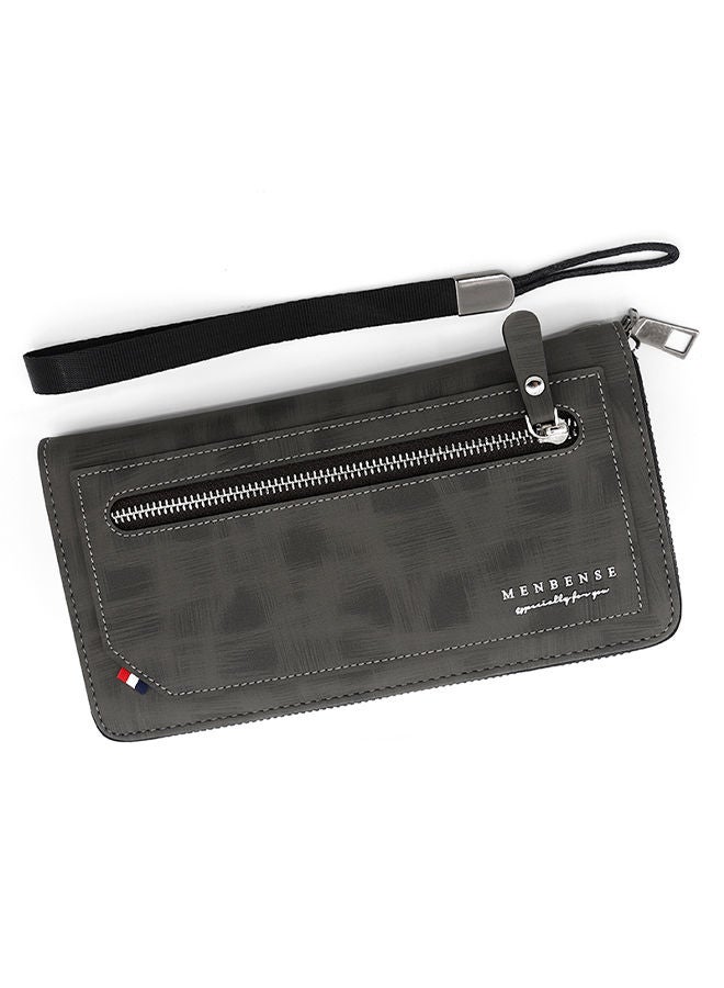 MenBense Business Large Capacity Men's Long Wallet Clutch Zipper Bag Card Holder with Strap for Commute - Image 1