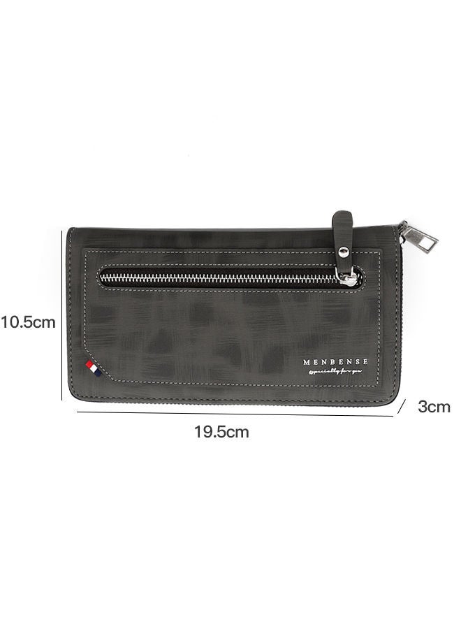 MenBense Business Large Capacity Men's Long Wallet Clutch Zipper Bag Card Holder with Strap for Commute - Image 5