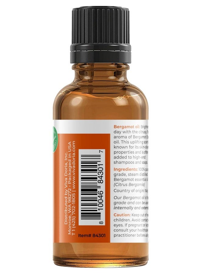 Viva Doria - 100% Pure Bergamot Essential Oil, Undiluted, Food Grade, Italian Bergamot Oil, 1 Fluid Ounce (30 Ml) Natural Aromatherapy Oil - Image 1