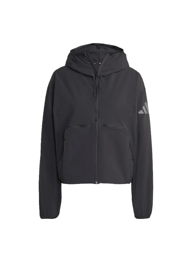 Adidas W Myshelter Wnd Black Windbreaker Jackets For Women - Image 1