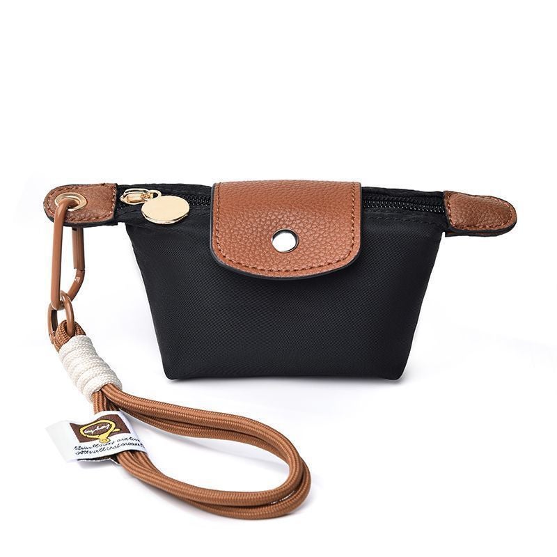 Mini Color-block Nylon Coin Purse with Keychain - Image 5