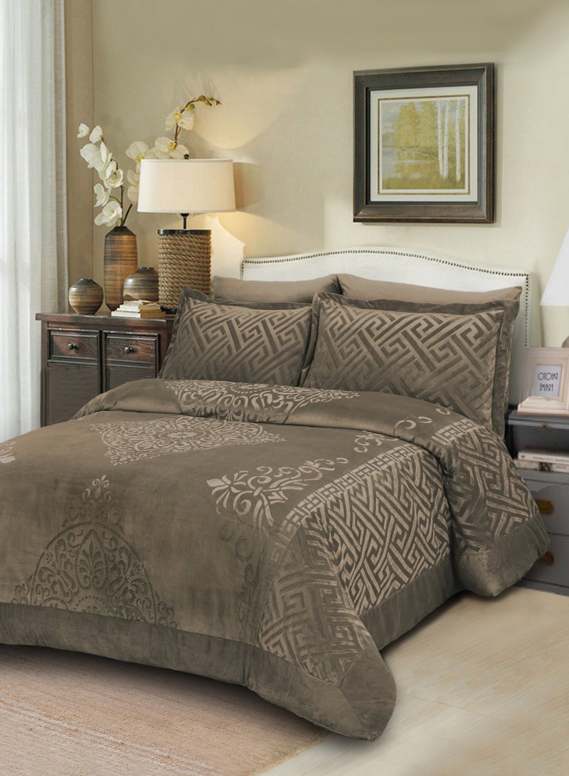 Master Home Textile Velvet Comforter Sets, 7 Pcs King Size, Fits 200 x 200 cm Double Size Bed, With Removable Filling, Soft, Warm - Image 1