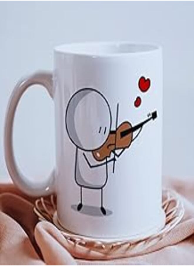 Earth - The Earth Store Cuddle Series Violin Printed Cute Coffee Mug for Loved Ones, Couple 350 ML Ceramic Coffee Mug Gift for Friendhship Day, Valentines Day,Birthday - Image 1