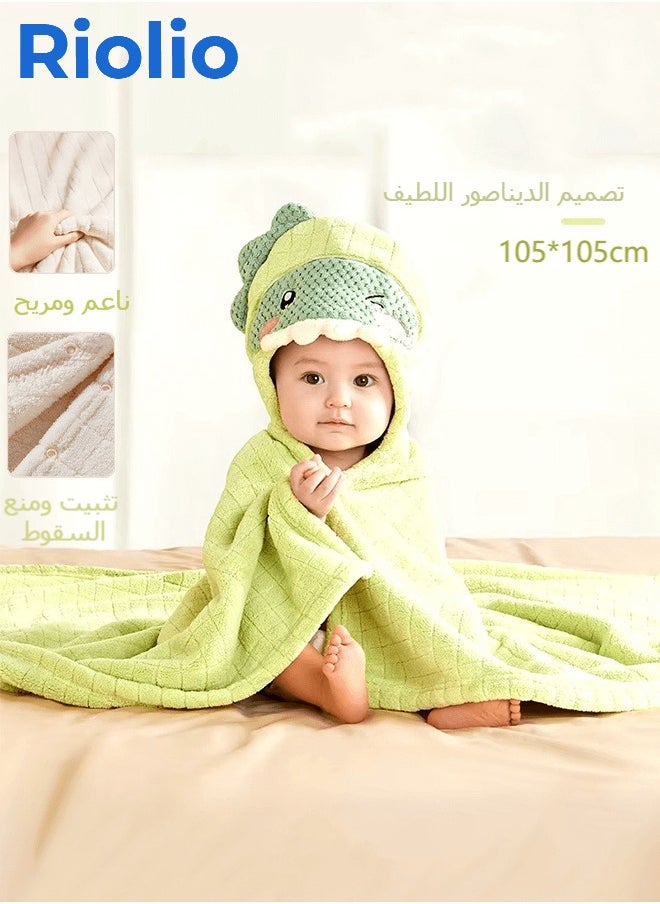 Riolio Baby Hooded Bath Towel - Luxurious Soft Care, Quick Absorption and Fast Drying, Safe Fluorescent-Free, 105x105cm, Perfect for Newborns and Toddlers  - Image 1