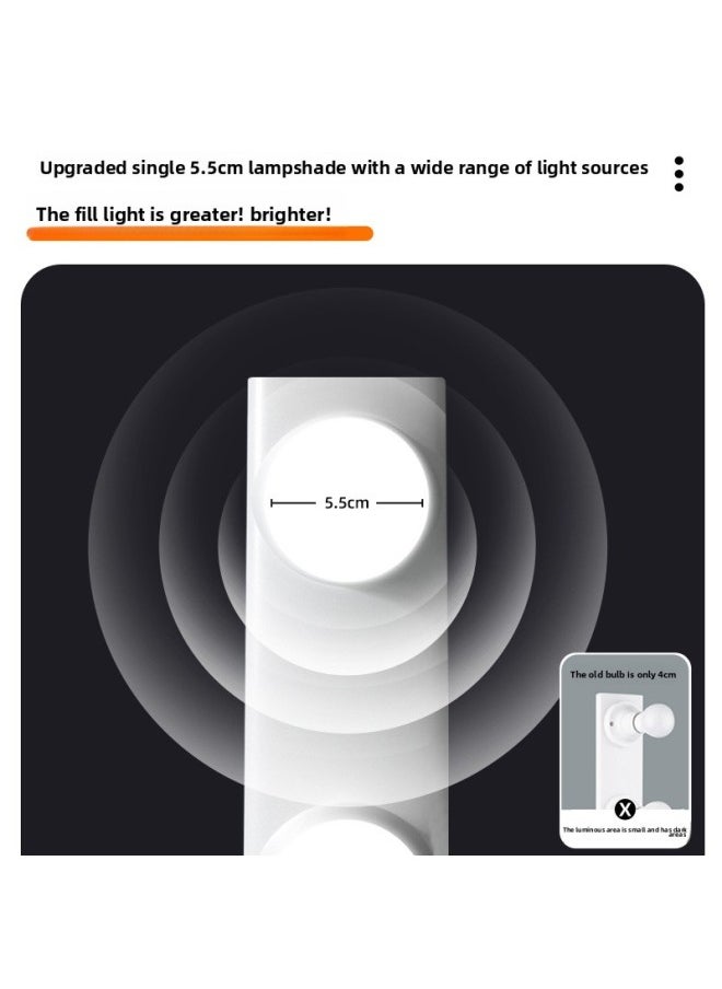 Generic - Desktop Row Light Live Fill Light Anchor Dedicated Computer Double Row Makeup Atmosphere Bulb Indoor Face Lighting Light-Specifications:[Upgrade And Highlight] Single Row 8 Bulbs (three-color Electrodeless Dimming) + 26CM Desktop Beauty And Skin Light + Single Position - Image 1
