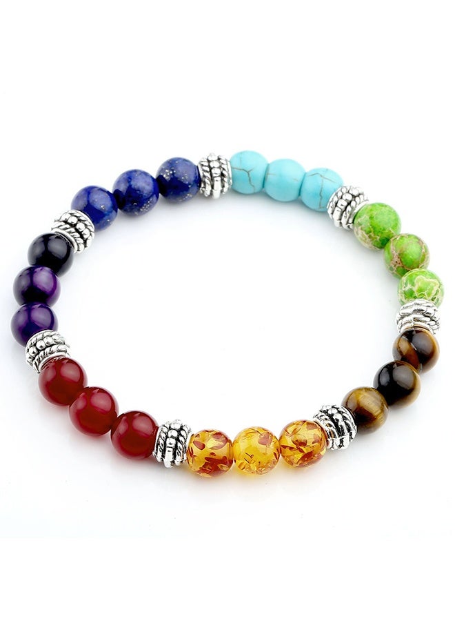 Peachjoy Chakra Bracelet 7 Chakra Natural Stone Healing Bracelet Stress Relief Yoga Beads for Womens Mens 1 Piece - Image 2