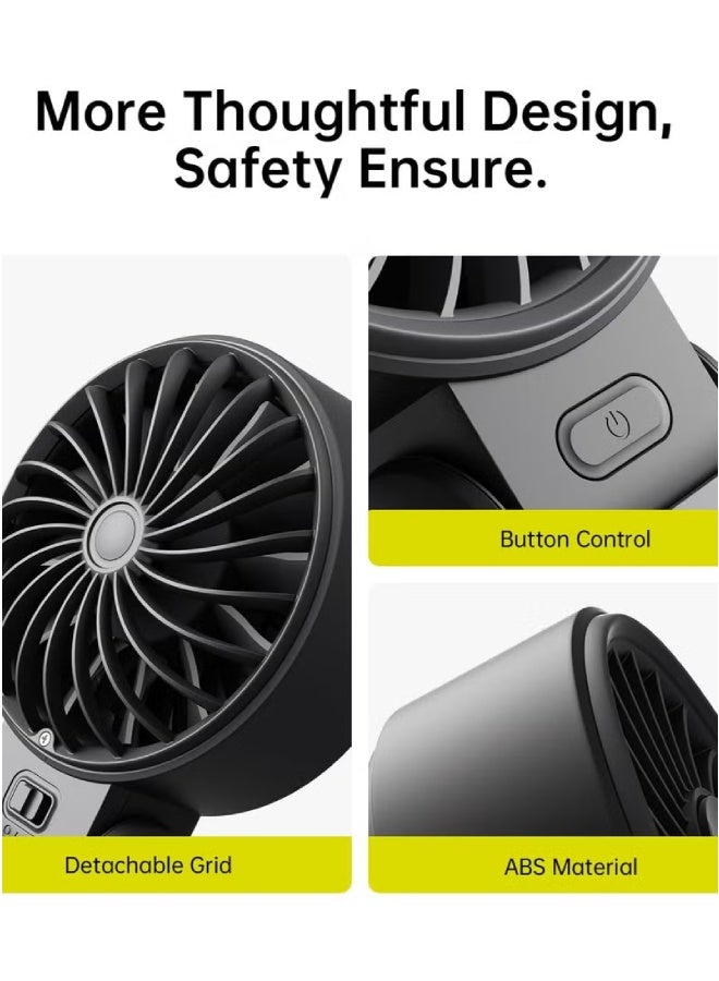 JISULIFE Handheld Fan Life7,2024 Powerful Portable Fan with LED Display,5000mAh,150°Folded,5 Speeds,Lanyard[Upto19.5Hrs Max Cooling]3-IN-1 Hand/Desk/Neck Fan,Travel Essentials Gifts for Women,Men(Black) - Image 4