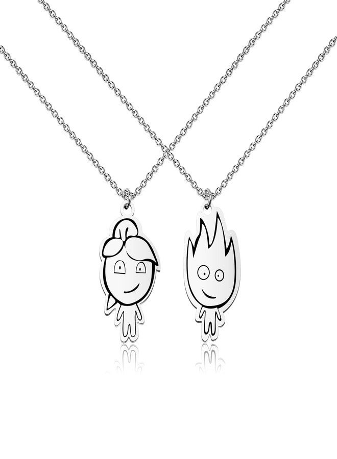 WUSUANED Funny Fire Water Character Necklace Game Inspired Set Jewelry Gamer Cosplay Gift Game Fan Gift For Gaming Lovers (Funny Fire Water Necklace) - Image 1