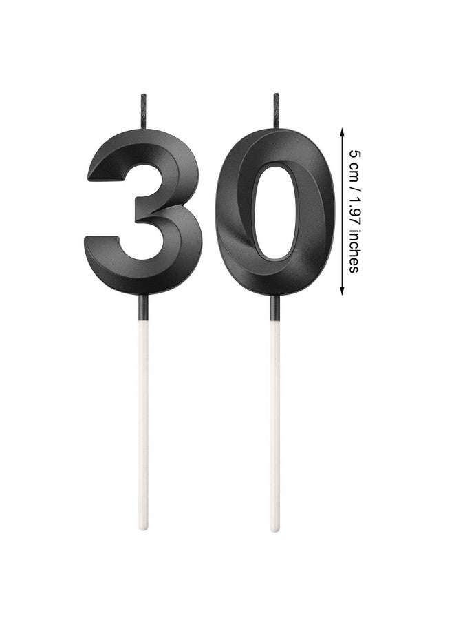 BBTO شموع عيد الميلاد شموع رقمية زينة كعكة لتزيين حفلات عيد الميلاد والزفاف واحتفالات الذكرى السنوية (أسود، 30)  - Image 2