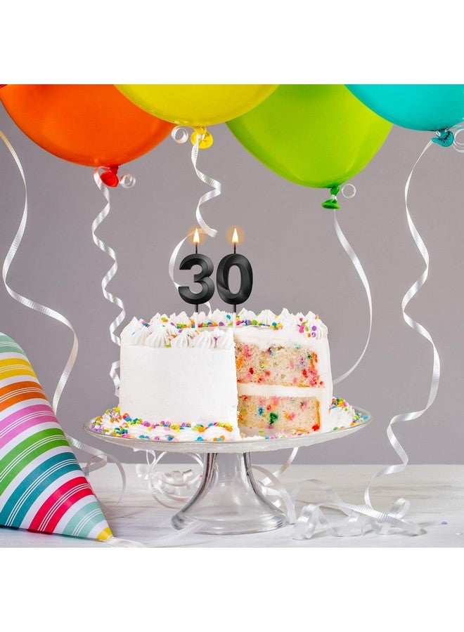 BBTO شموع عيد الميلاد شموع رقمية زينة كعكة لتزيين حفلات عيد الميلاد والزفاف واحتفالات الذكرى السنوية (أسود، 30)  - Image 3