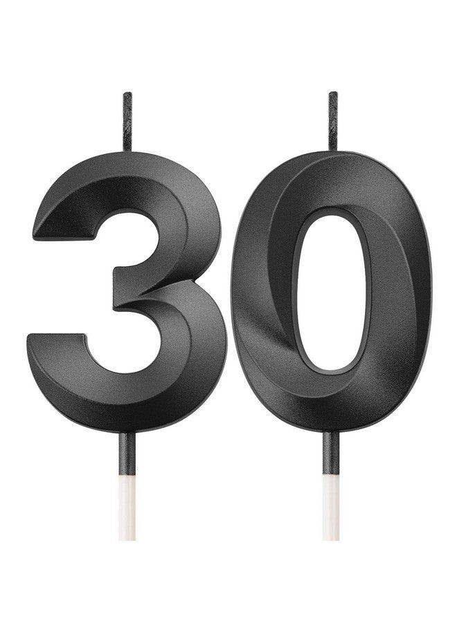 BBTO شموع عيد الميلاد شموع رقمية زينة كعكة لتزيين حفلات عيد الميلاد والزفاف واحتفالات الذكرى السنوية (أسود، 30)  - Image 1