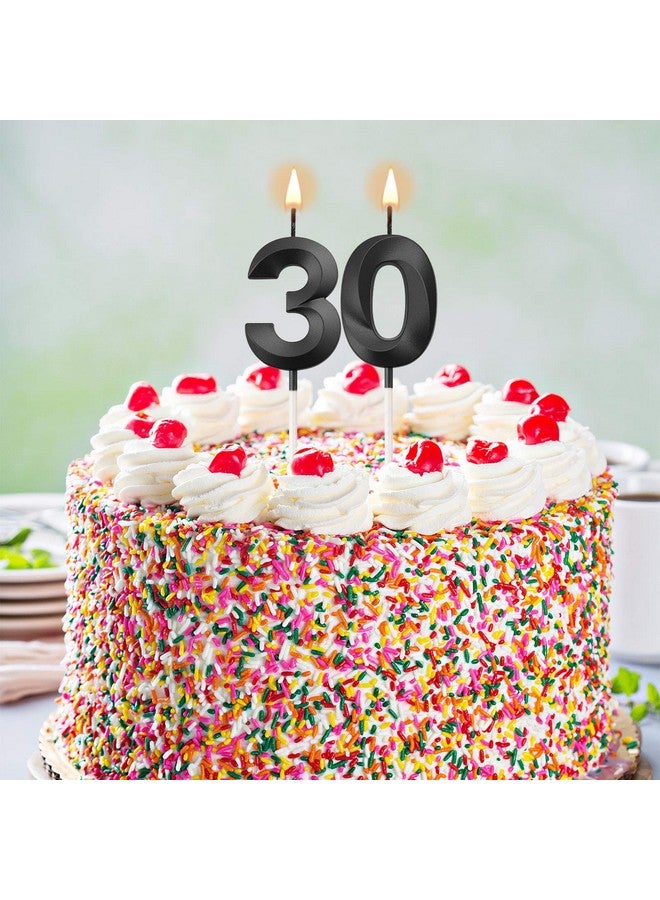 BBTO شموع عيد الميلاد شموع رقمية زينة كعكة لتزيين حفلات عيد الميلاد والزفاف واحتفالات الذكرى السنوية (أسود، 30)  - Image 4