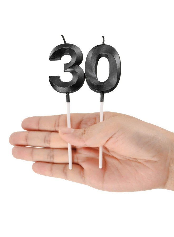 BBTO شموع عيد الميلاد شموع رقمية زينة كعكة لتزيين حفلات عيد الميلاد والزفاف واحتفالات الذكرى السنوية (أسود، 30)  - Image 5