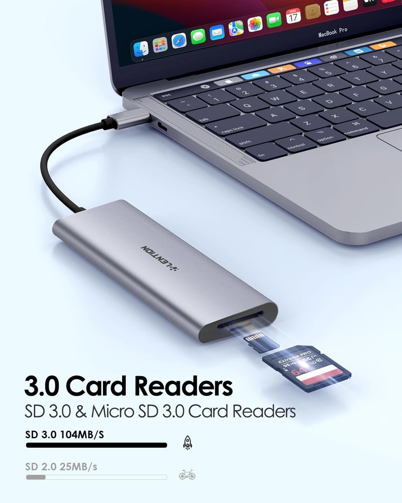 Lention محور متعدد المنافذ USB C من LENTION مع HDMI بدقة 4K، 3 منافذ USB 3.0، قارئ بطاقات SD/Micro SD 3.0، متوافق مع 100W PD لجهاز MacBook Pro 2025-2016، Mac Air الجديد، وأجهزة Type C الأخرى، محول سائق مستقر (C36B، رمادي فضائي) - Image 4