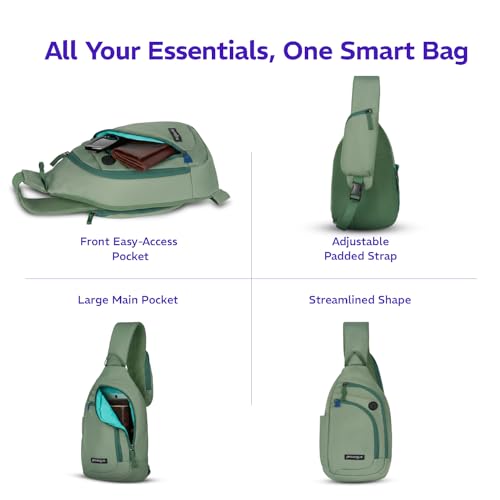 Provogue Bolt Crossbody Bag for Men and Women, Sling Bag, Small Backpack, Multi-pocket Bag for Travel, Chest Bag with 8" Tab Pocket, One Side Shoulder Bag, Sage Green - Image 4
