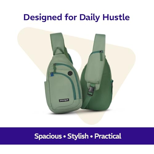 Provogue Bolt Crossbody Bag for Men and Women, Sling Bag, Small Backpack, Multi-pocket Bag for Travel, Chest Bag with 8" Tab Pocket, One Side Shoulder Bag, Sage Green - Image 3