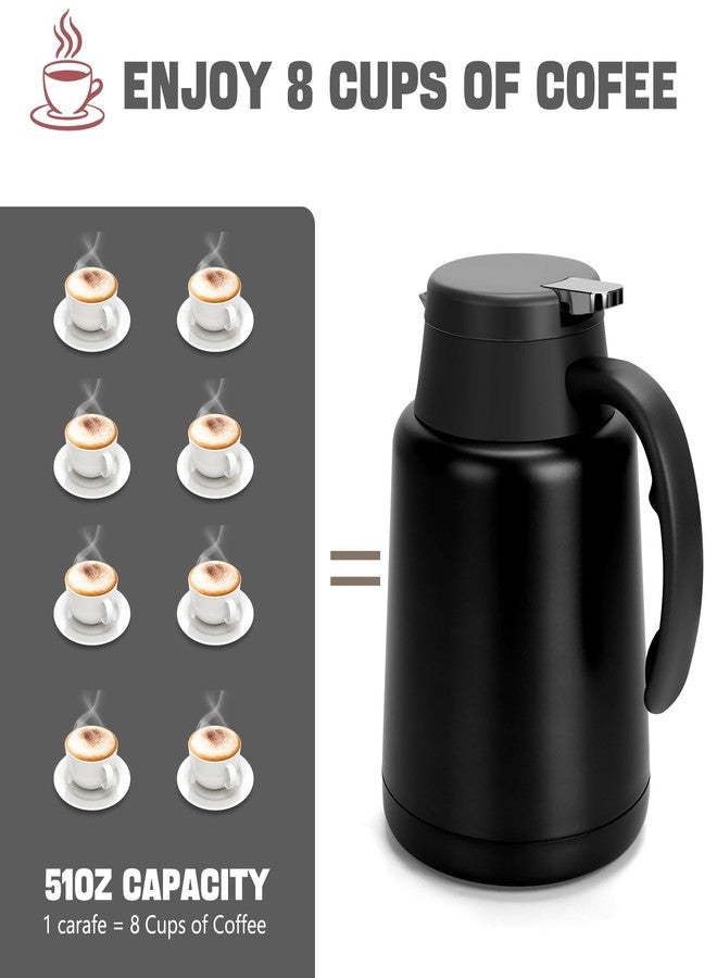 GearRoot 51oz Thermal Coffee Carafe Coffee Pot, Stainless Steel Coffee Carafes for Keeping Hot Drinks, Double Walled Thermal Pot Insulated Pitcher for Coffee, Hot Water, Tea, Hot Beverage (Black) - Image 3