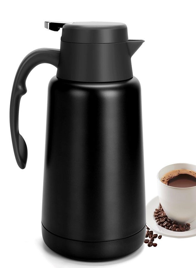 GearRoot 51oz Thermal Coffee Carafe Coffee Pot, Stainless Steel Coffee Carafes for Keeping Hot Drinks, Double Walled Thermal Pot Insulated Pitcher for Coffee, Hot Water, Tea, Hot Beverage (Black) - Image 1