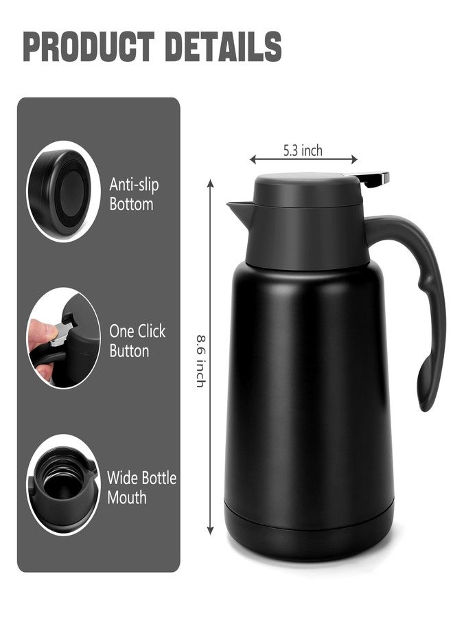 GearRoot 51oz Thermal Coffee Carafe Coffee Pot, Stainless Steel Coffee Carafes for Keeping Hot Drinks, Double Walled Thermal Pot Insulated Pitcher for Coffee, Hot Water, Tea, Hot Beverage (Black) - Image 2