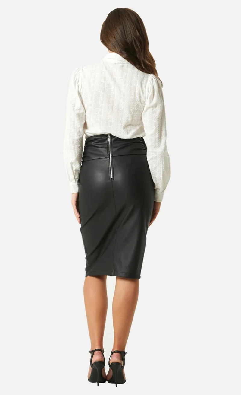 ليتل مسترس قميص أليزا أبيض مطرز بياقة فيونكة