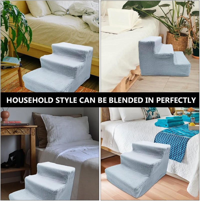 Pet Stairs Dog Ladder Cat Steps Non-Slip Ramp with Gray Fabric Cover for High Beds and Sofas Suitable for Puppies and Small to Medium Dogs - Image 5