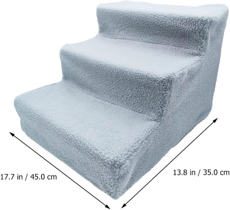 Pet Stairs Dog Ladder Cat Steps Non-Slip Ramp with Gray Fabric Cover for High Beds and Sofas Suitable for Puppies and Small to Medium Dogs - Image 2
