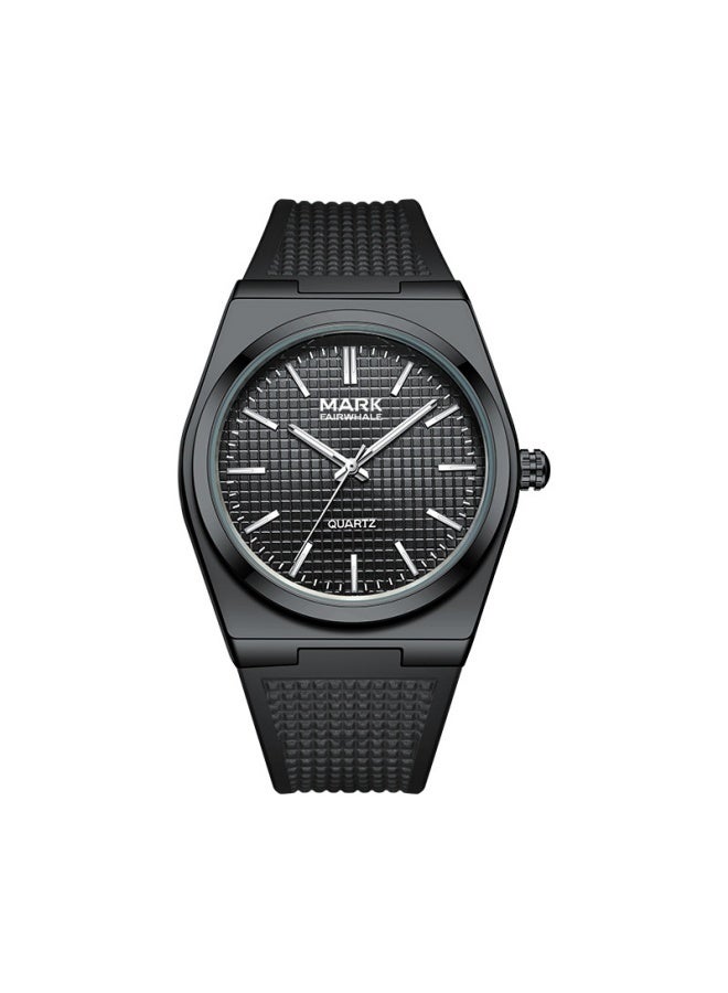 Mark Fairwhale Men's Quartz Watch with Black Silicone Strap, Water Resistant Round Dial, Black Case - Image 1