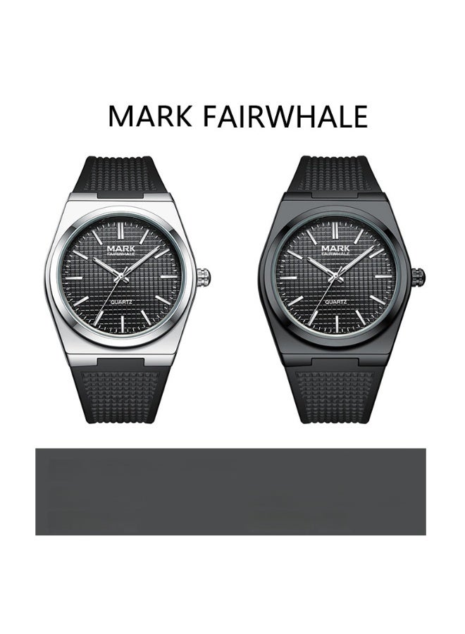 Mark Fairwhale Men's Quartz Watch with Black Silicone Strap, Water Resistant Round Dial, Black Case - Image 3