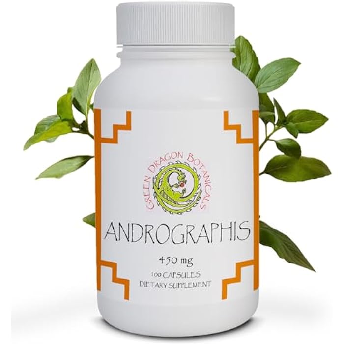 Green Dragon Botanicals Andrographis Capsules (Andrographis paniculata) Herb 450 mg 100 Capsules Made in USA - Cold Prevention And Immune Support Supplements - Organic, Non-GMO, Gluten-free, Vegetarian GMP Standards - Image 1