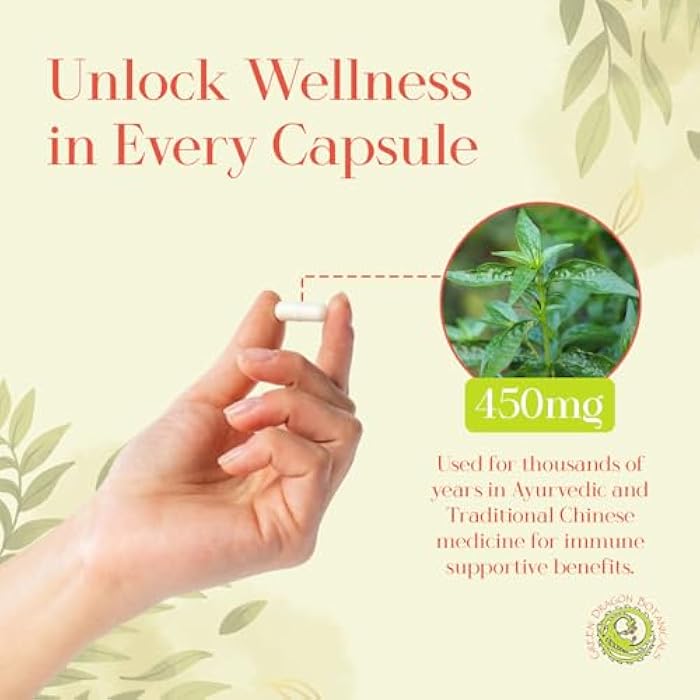 Green Dragon Botanicals Andrographis Capsules (Andrographis paniculata) Herb 450 mg 100 Capsules Made in USA - Cold Prevention And Immune Support Supplements - Organic, Non-GMO, Gluten-free, Vegetarian GMP Standards - Image 3