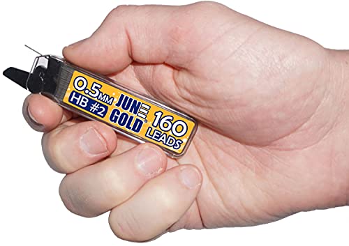 June Gold 640 Pieces, 0.5 mm HB #2 Lead Refills, 160 Pieces Per Dispenser, Fine Thickness, Break Resistant Lead/Graphite (Pack of 4 Dispensers) - Image 2