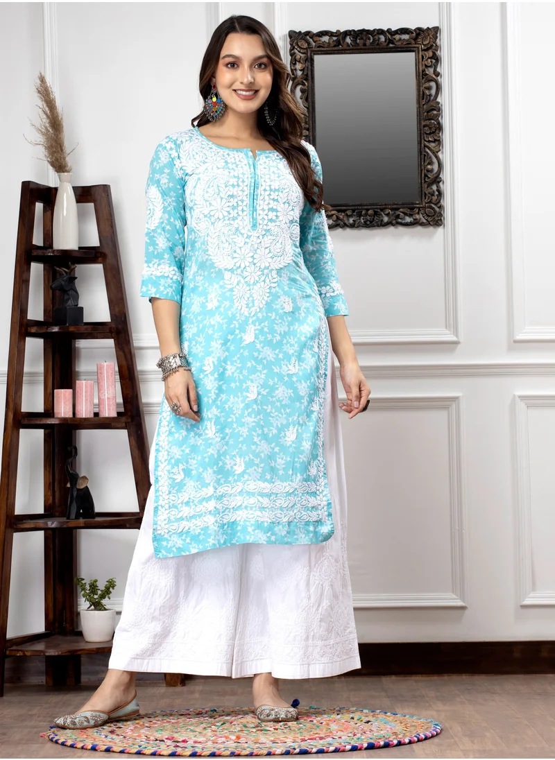 Alaya Hand Embroidered Chikankari Mulmul Cotton Kurta-AL3648