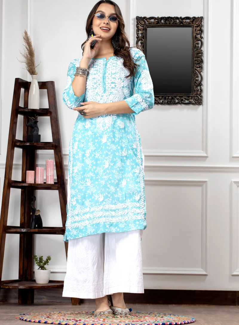 Alaya Hand Embroidered Chikankari Mulmul Cotton Kurta-AL3648