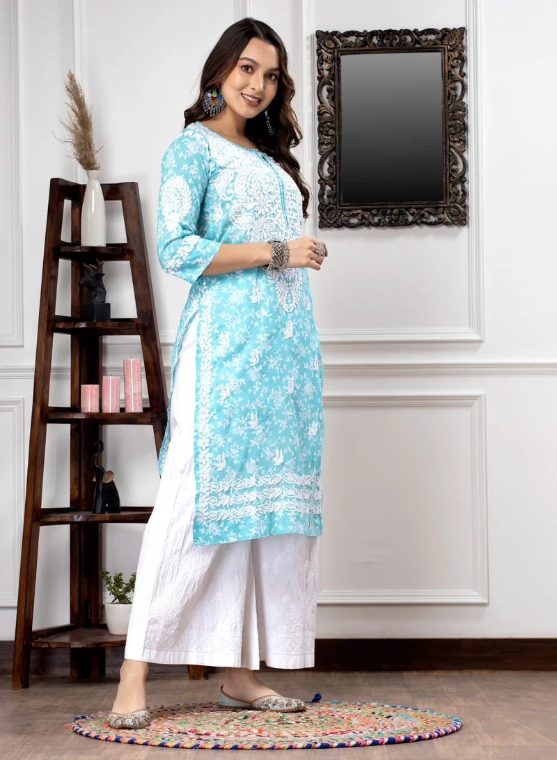 Alaya Hand Embroidered Chikankari Mulmul Cotton Kurta-AL3648