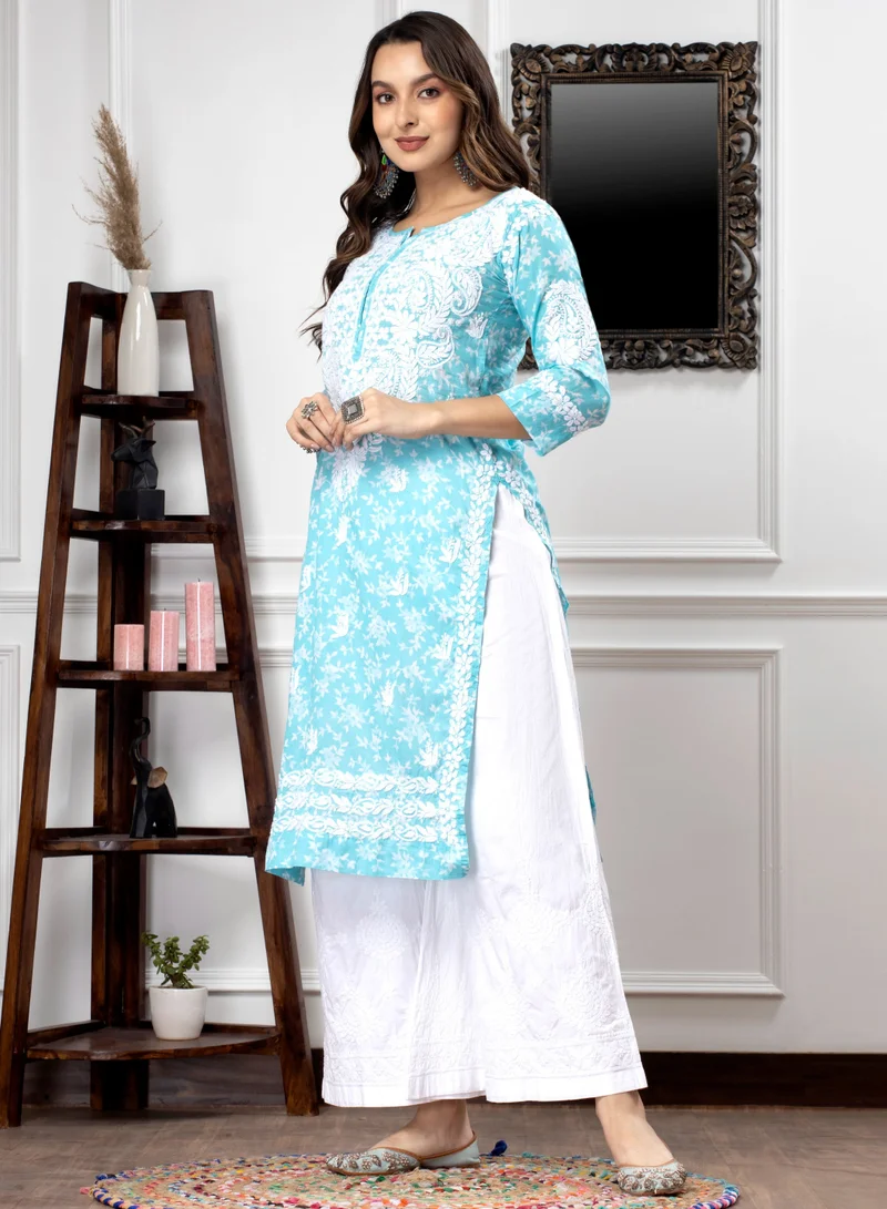 Alaya Hand Embroidered Chikankari Mulmul Cotton Kurta-AL3648