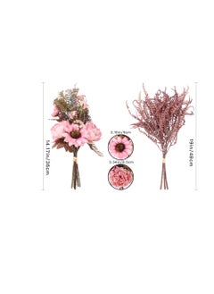 Excefore 2 Pack Pink Artificial Flowers, Silk Peony Fake Fern Artificial Sunflower Flowers Bouquets, Suitable for Wedding Centerpieces Bridal Bouquets, Table Centerpieces, Home Decorations  - Image 3
