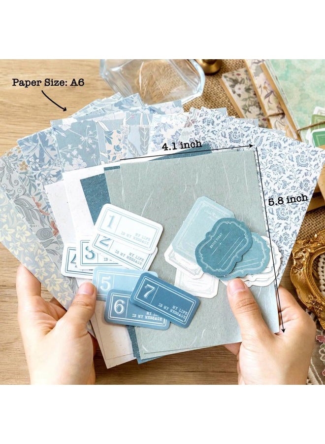 ARTSMONA 240 Pcs Vintage Floral Scrapbook Paper & Textured Paper & Label Journaling Stickers Assorted Set - 6 Pack Mixed Special Paper for Scrapbooking Planner Junk Journal Supplies Collage 4.1x5.8 Inch A6 - Image 5