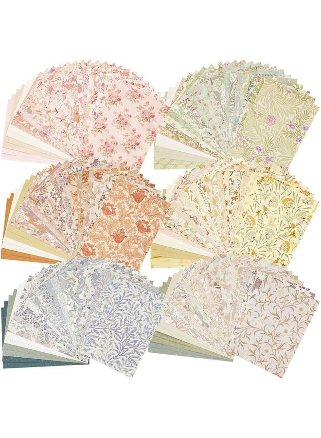 ARTSMONA 240 Pcs Vintage Floral Scrapbook Paper & Textured Paper & Label Journaling Stickers Assorted Set - 6 Pack Mixed Special Paper for Scrapbooking Planner Junk Journal Supplies Collage 4.1x5.8 Inch A6 - Image 1