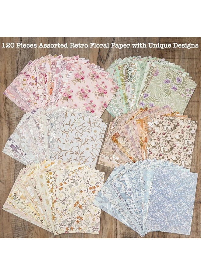 ARTSMONA 240 Pcs Vintage Floral Scrapbook Paper & Textured Paper & Label Journaling Stickers Assorted Set - 6 Pack Mixed Special Paper for Scrapbooking Planner Junk Journal Supplies Collage 4.1x5.8 Inch A6 - Image 2
