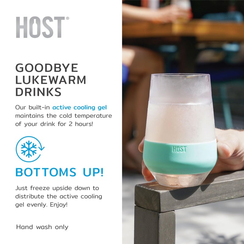 HOST Wine Freeze XL Double-Walled Stemless Glasses Freezer Cooling Cups with Active Gel and Insulated Silicone Grip, 12 Oz Plastic Tumblers, Set of 1, Mint - Image 3