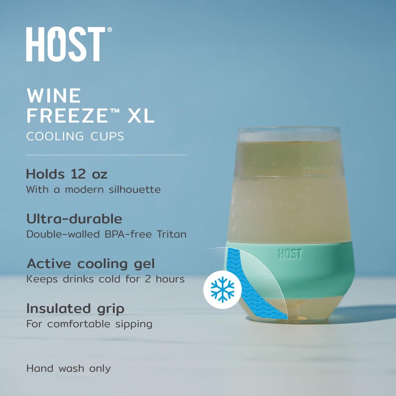 HOST Wine Freeze XL Double-Walled Stemless Glasses Freezer Cooling Cups with Active Gel and Insulated Silicone Grip, 12 Oz Plastic Tumblers, Set of 1, Mint - Image 2