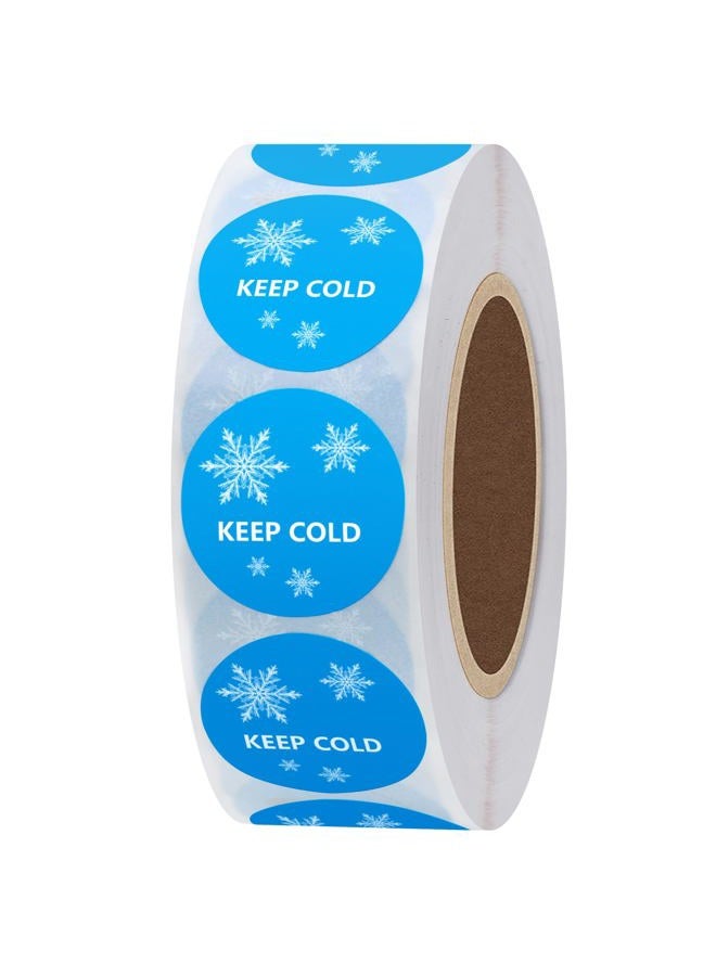 Hybsk 1 inch Keep Cold Freezer Stickers with Snow Total 1,000 Labels per Roll - Image 1