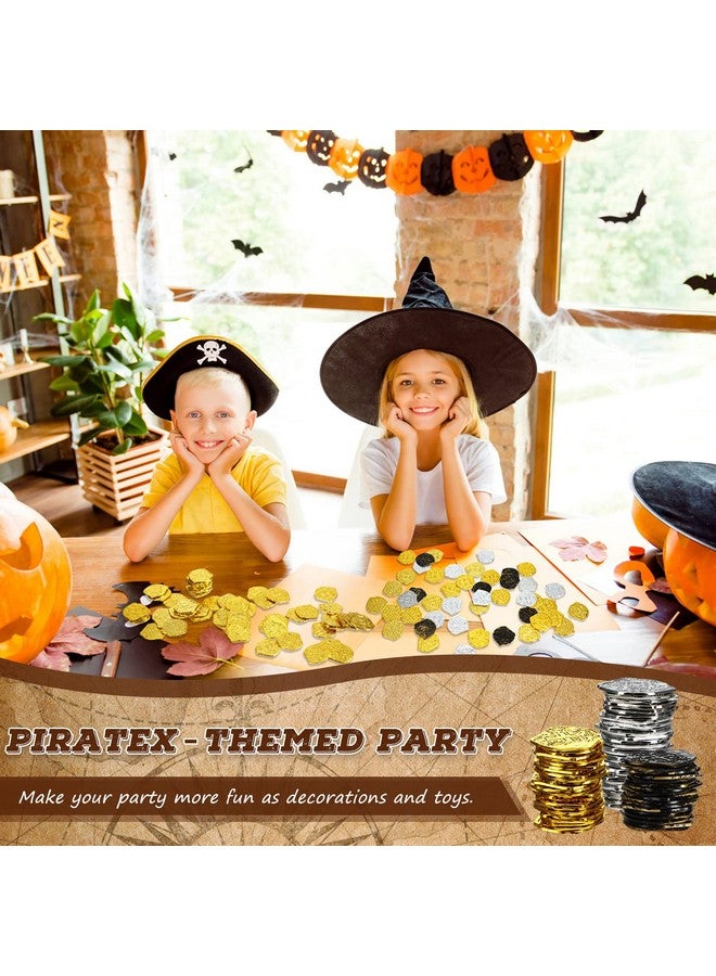 Charniol 300 Pcs Pirate Gold Coins Plastic Doubloon Bulk Kids Fake Play for Party Treasure Chest Games Tokens Toys Cosplay, Gold, Silver, Bronze (Irregular) - Image 5