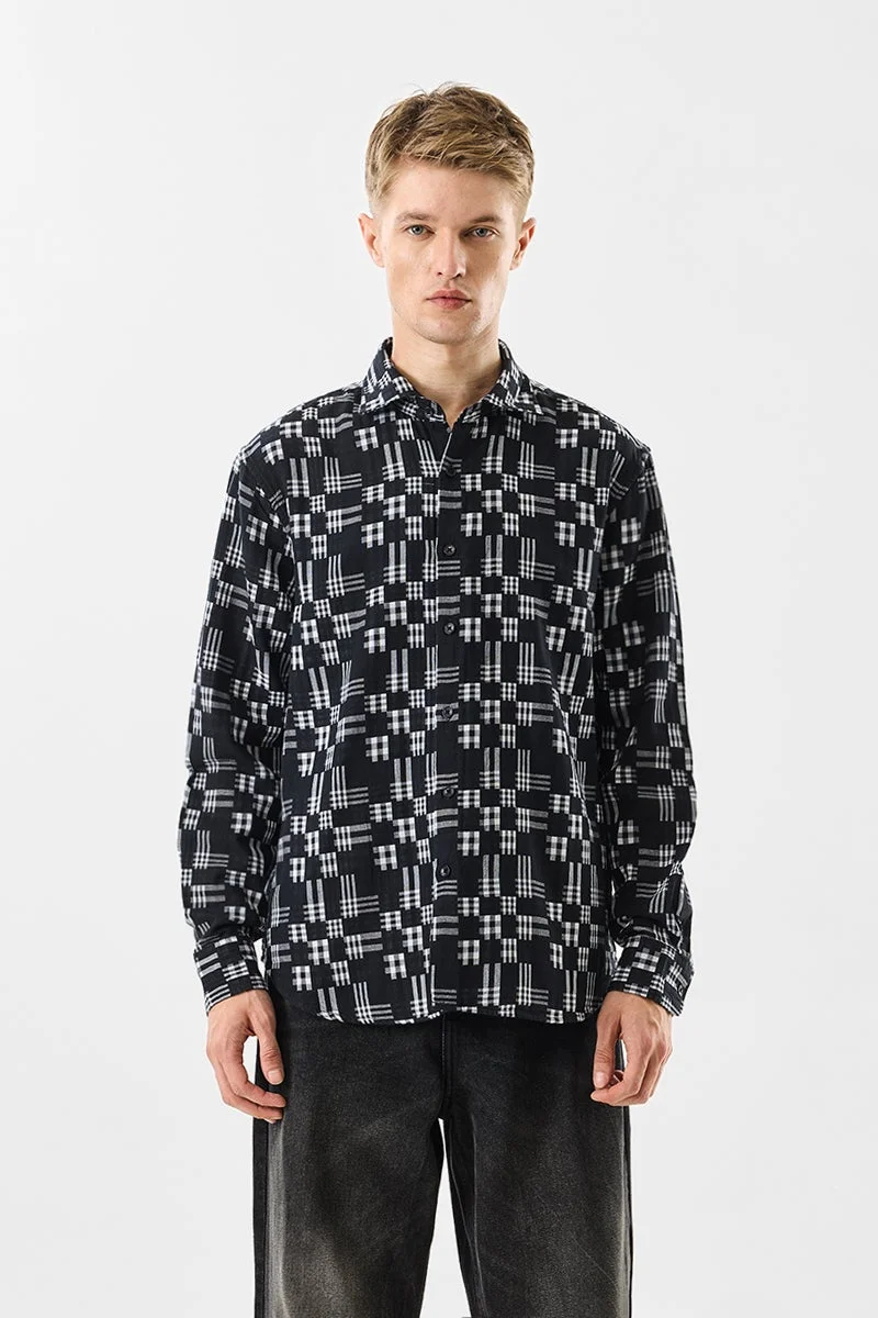 سنيتش قميص قطني % بنقوش مربعات بقصة عادية