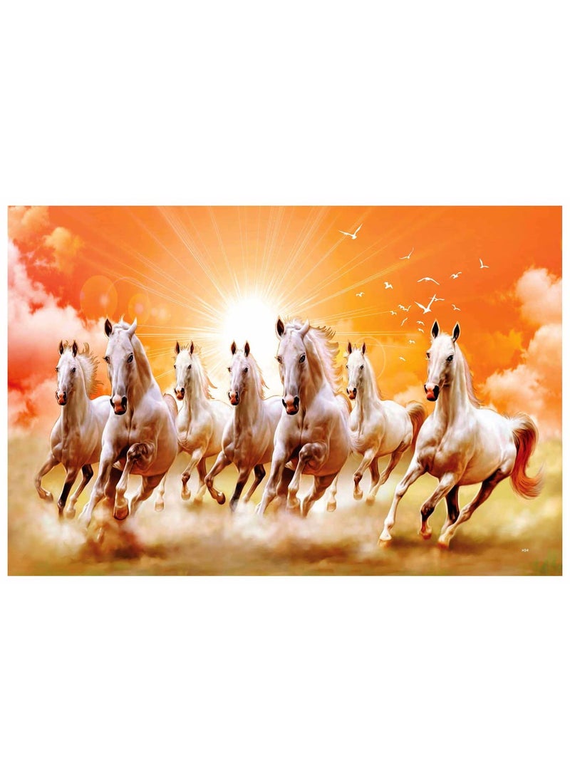 SAF SAF 7 Running Horses Vastu UV Textured Wall Painting for Home Decoration , Office , Gym , College Wall decoration Painting 12 Inch x 18 Inch MDF1439  - Image 1