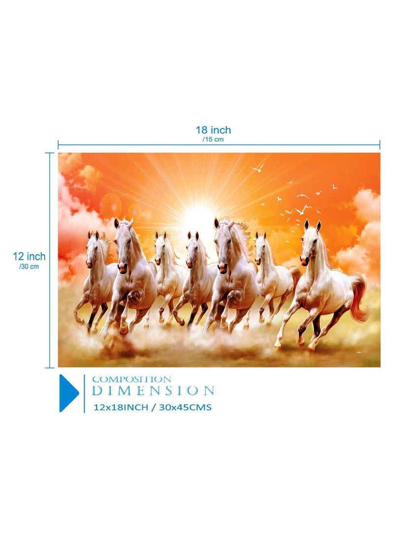 SAF SAF 7 Running Horses Vastu UV Textured Wall Painting for Home Decoration , Office , Gym , College Wall decoration Painting 12 Inch x 18 Inch MDF1439  - Image 3