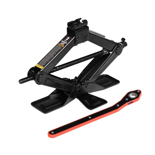 Big RED Wide Base Cross Car Scissor Jack Steel Portable Quick Lift Tire Jacks Include Ratchet Wrench for Car Truck Sedans and MPV 2 Ton 4409 lbs Capacity Black - Image 1